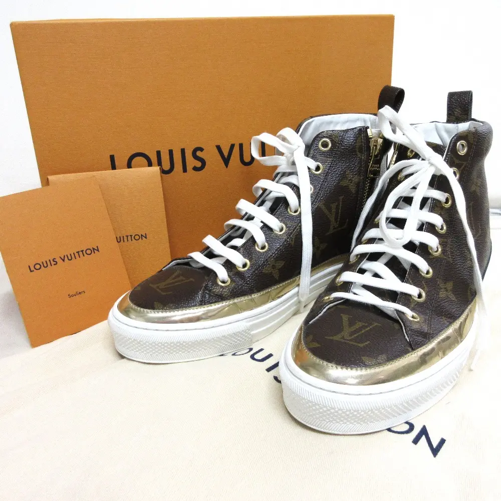 LOUIS VUITTON ルイヴィトン モノグラム ステラーライン サイドジップ ハイカットスニーカー 37 23.5cm相当 ブラウン