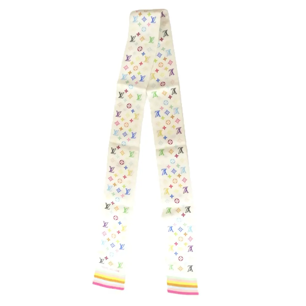 LOUIS VUITTON ルイヴィトン モノグラム マルチカラー バンドー リボンスカーフ ホワイト系