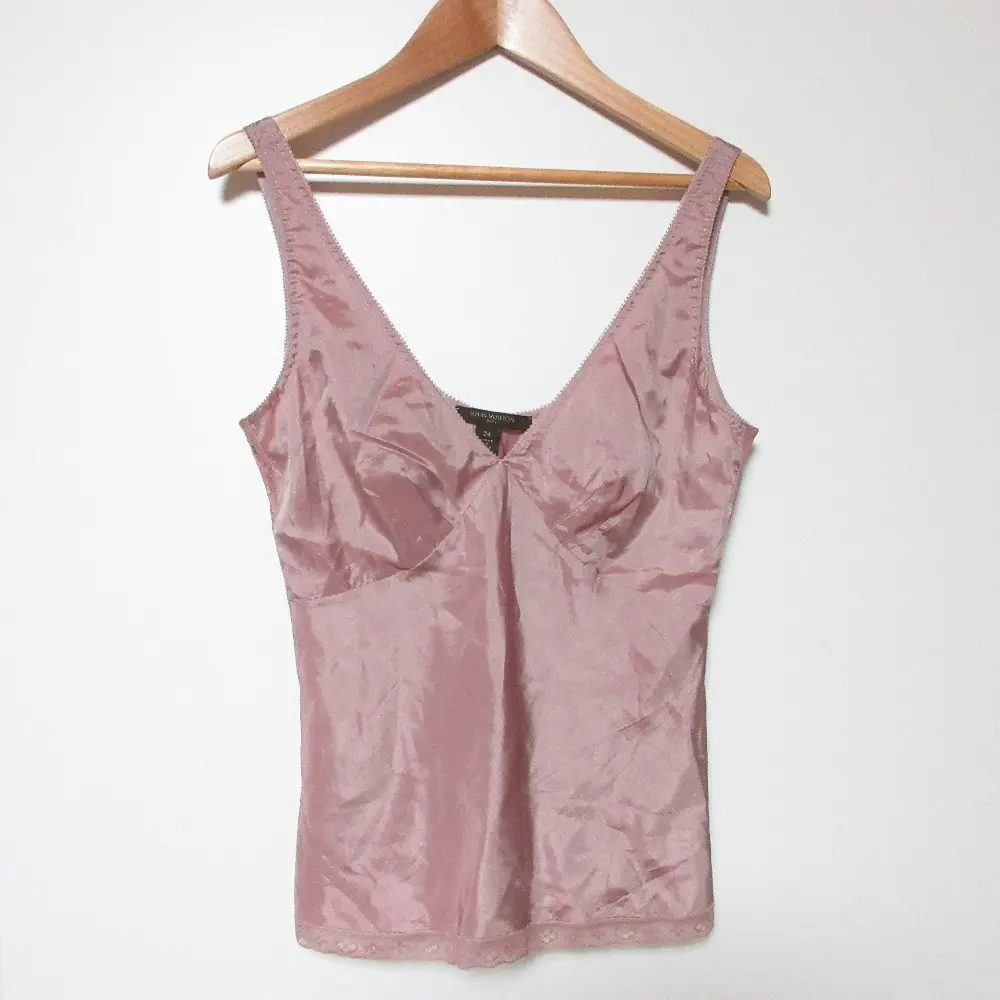 LOUIS VUITTON ルイヴィトン モノグラムレース ナイロンシルク キャミソール サイズ34 ピンク