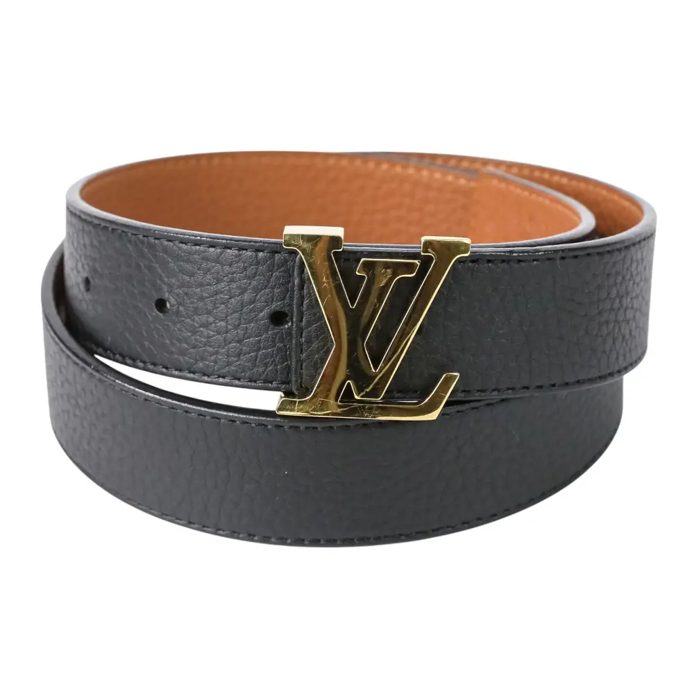 LOUIS VUITTON ルイヴィトン サンチュール リバーシブル LV イニシアル レザーベルト M9521 75/30 ブラック キャメル