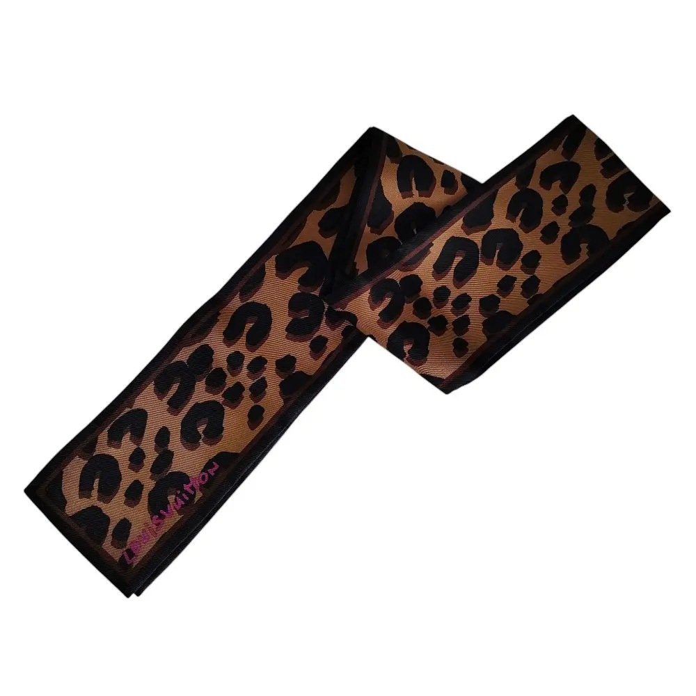 LOUIS VUITTON ルイヴィトン シルク100％ レオパード柄 バンドースカーフ M72394 箱付き ブラウン