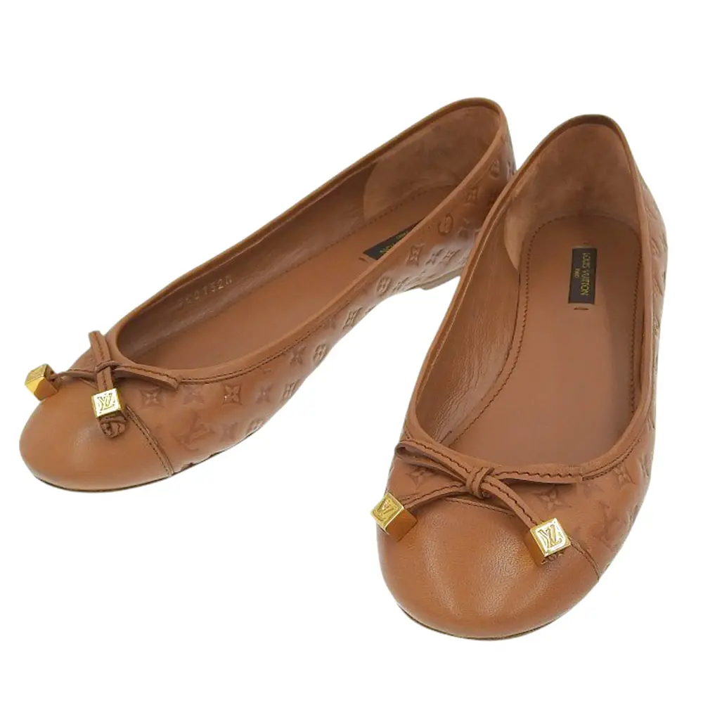 Louis Vuitton ルイヴィトン モノグラムエンボス バレエシューズ フラットパンプス 38 約24.5cm ブラウン