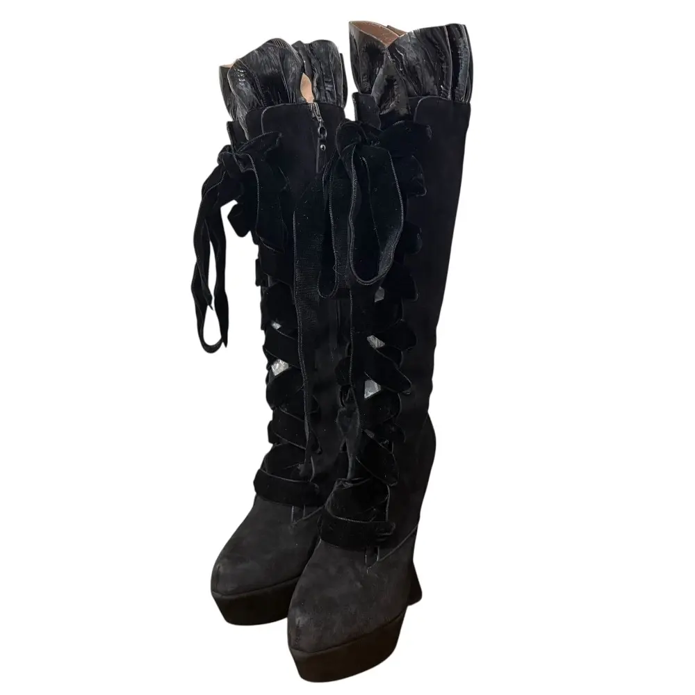 LOUIS VUITTON ルイヴィトン スエード ロングブーツ サイズ37 1/2 24.5cm相当 ブラック