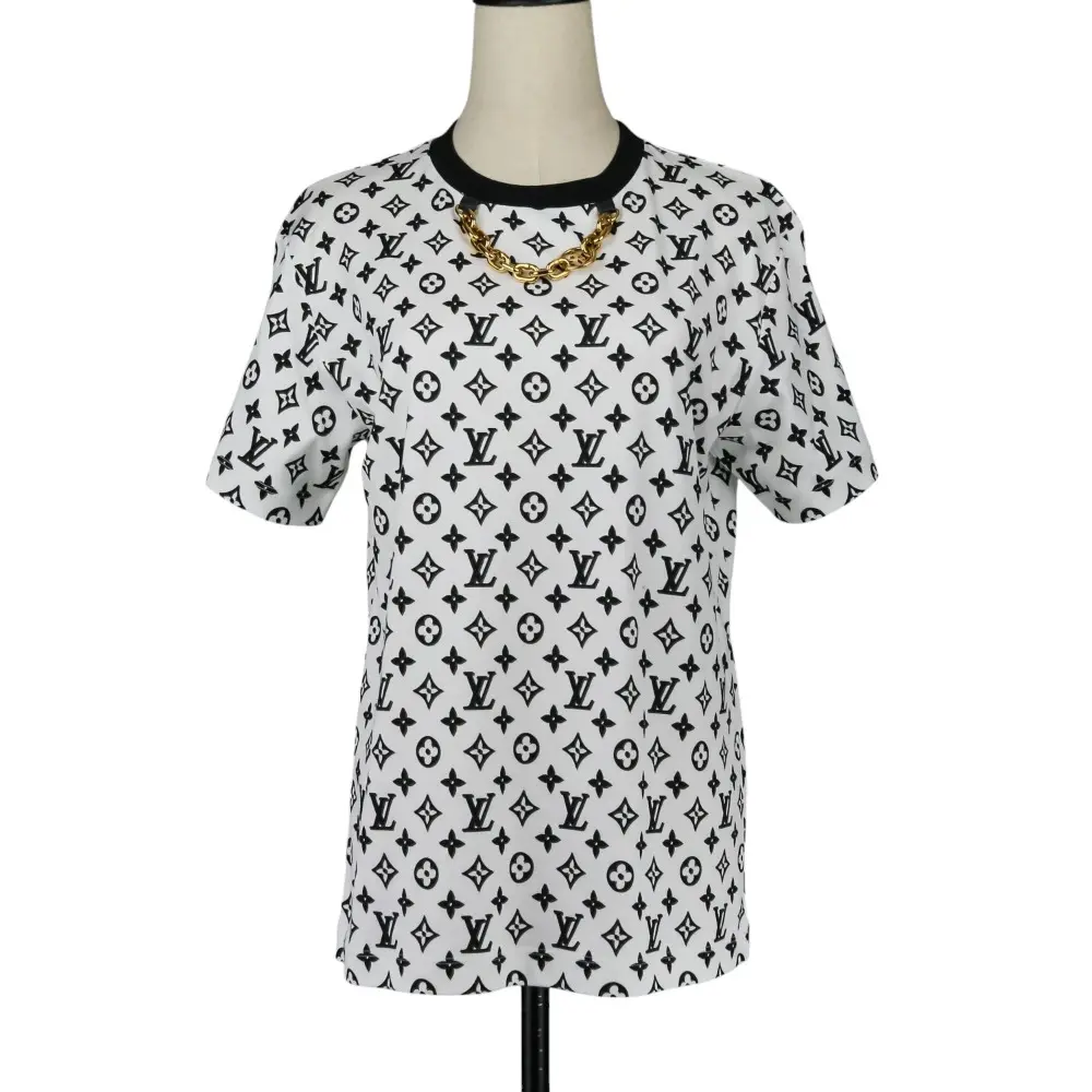 23AW LOUIS VUITTON ルイヴィトン 3Dモノグラム サークルチェーン Tシャツ サイズS ホワイト ブラック