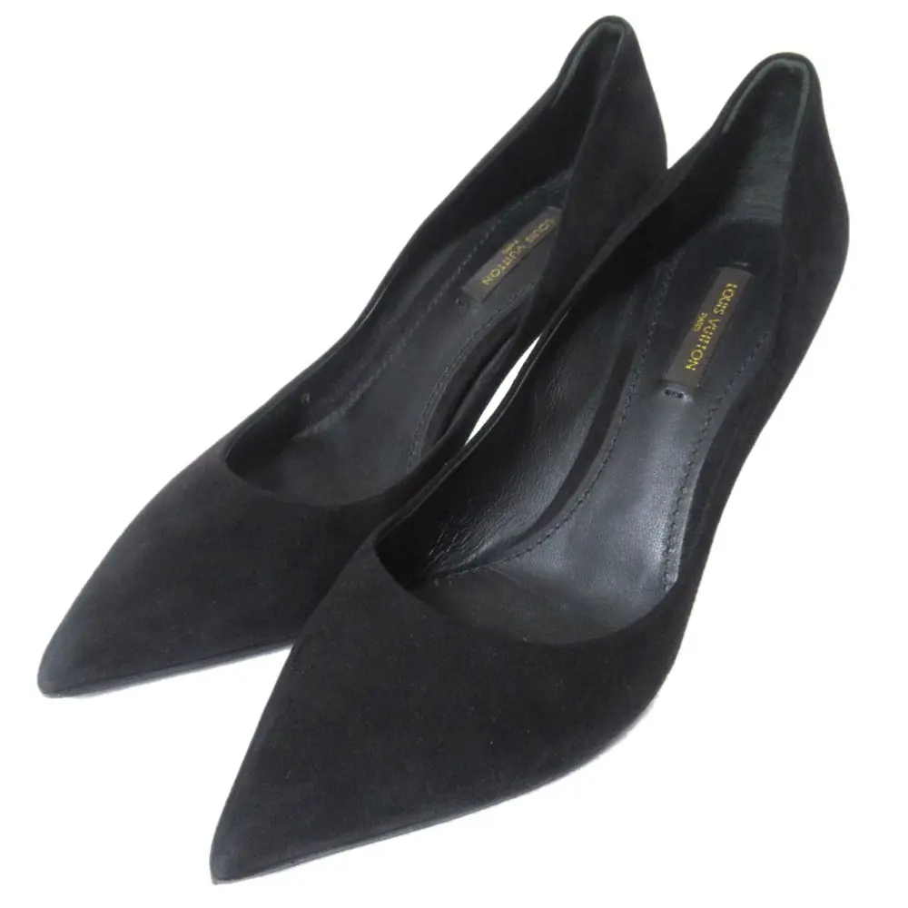 LOUIS VUITTON ルイヴィトン スエード ポインテッドトゥ ハイヒール パンプス サイズ37.5 約24cm ブラック