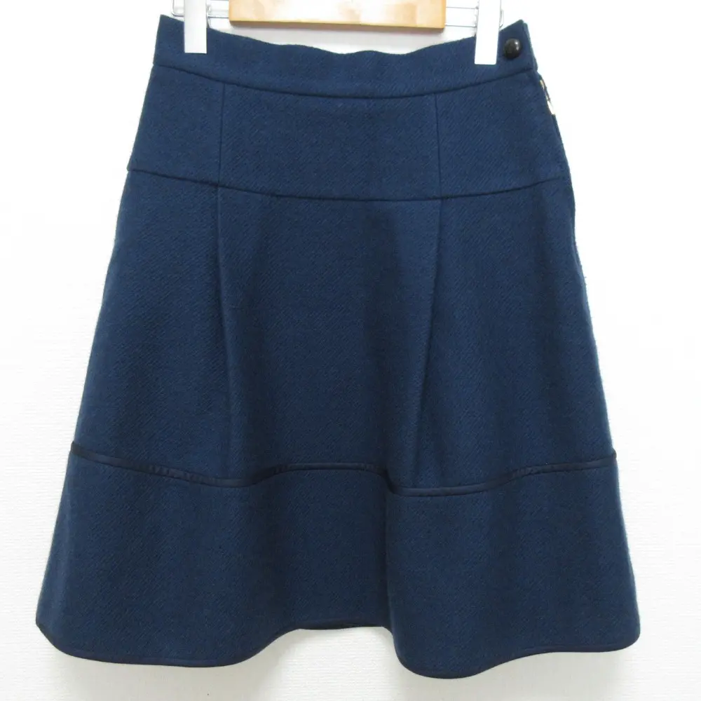 LOUIS VUITTON ルイヴィトン ウールカルゼ スカート サイズ38 ネイビー