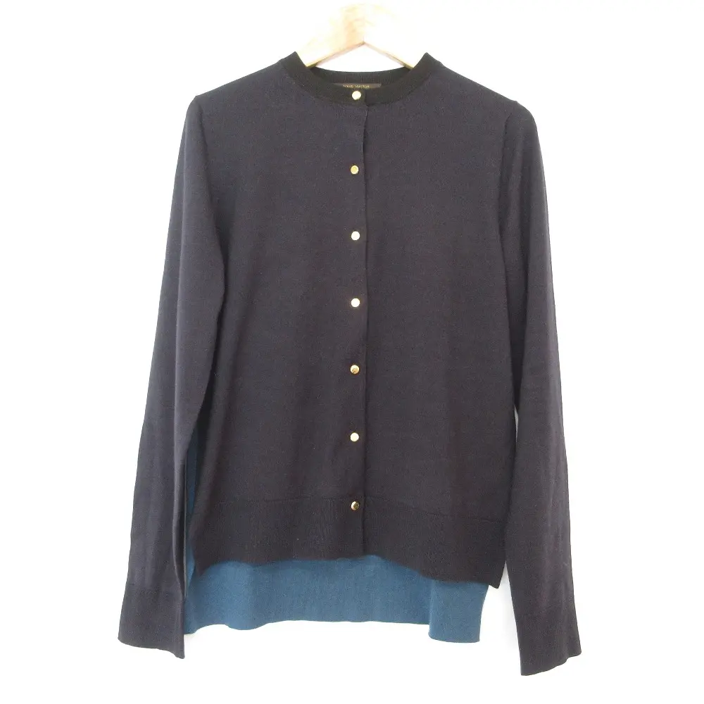 LOUIS VUITTON ルイヴィトン カシミヤ シルクブレンド 切替 カーディガン サイズS ネイビー ブルー