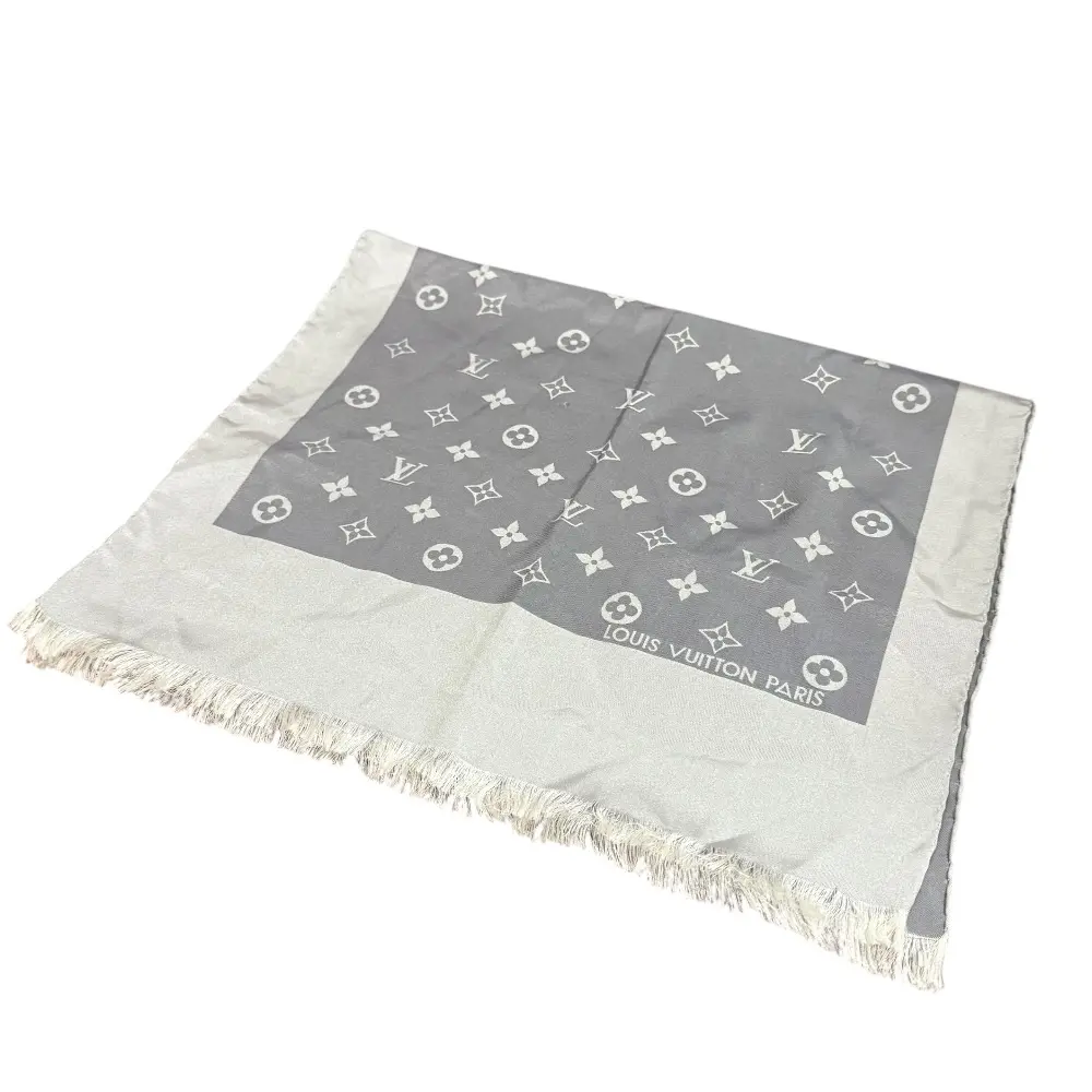 LOUIS VUITTON ルイヴィトン モノグラム柄 ストール グレー
