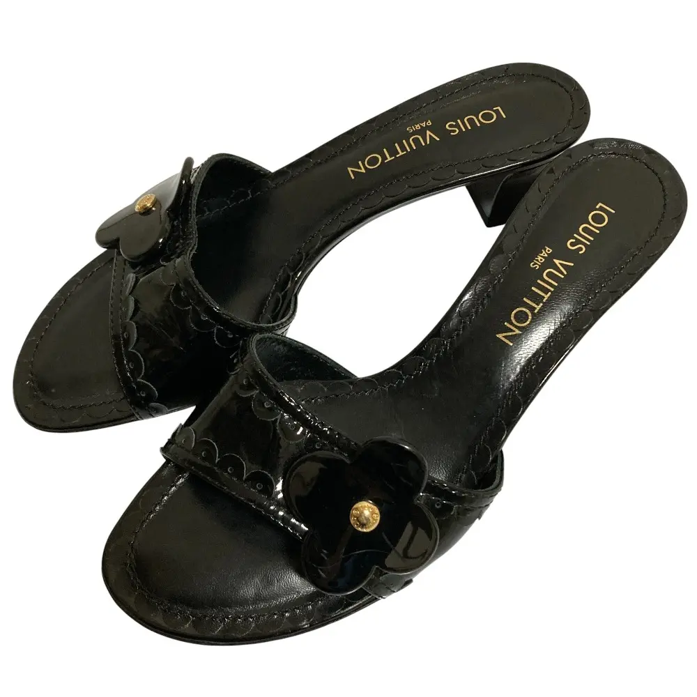 LOUIS VUITTON ルイヴィトン モノグラム フラワー ミュール サンダル サイズ37.5 24.5cm ブラック