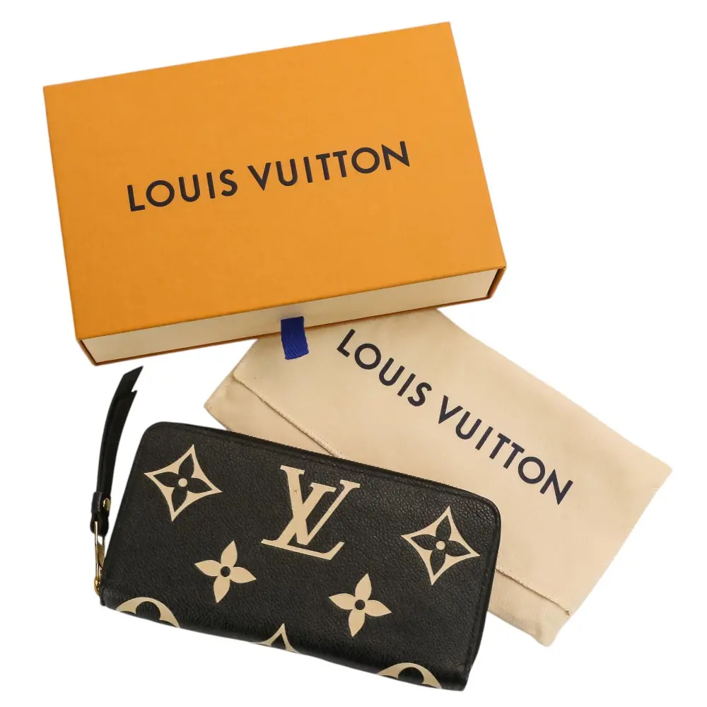 Louis Vuitton ルイヴィトン モノグラム アンプラント バイカラー ジッピーウォレット 長財布 M80481 ブラック ベージュ