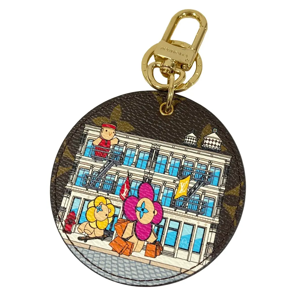 LOUIS VUITTON ルイヴィトン ポルトクレイリュストレ クリスマスニューヨークシティ キーホルダー M00873 ブラウン マルチカラー