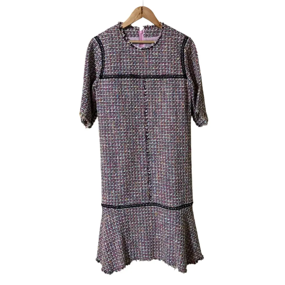 LOULOU WILLOUGHBY ルルウィルビー カラーツイードペプラムワンピース 1 ピンク系