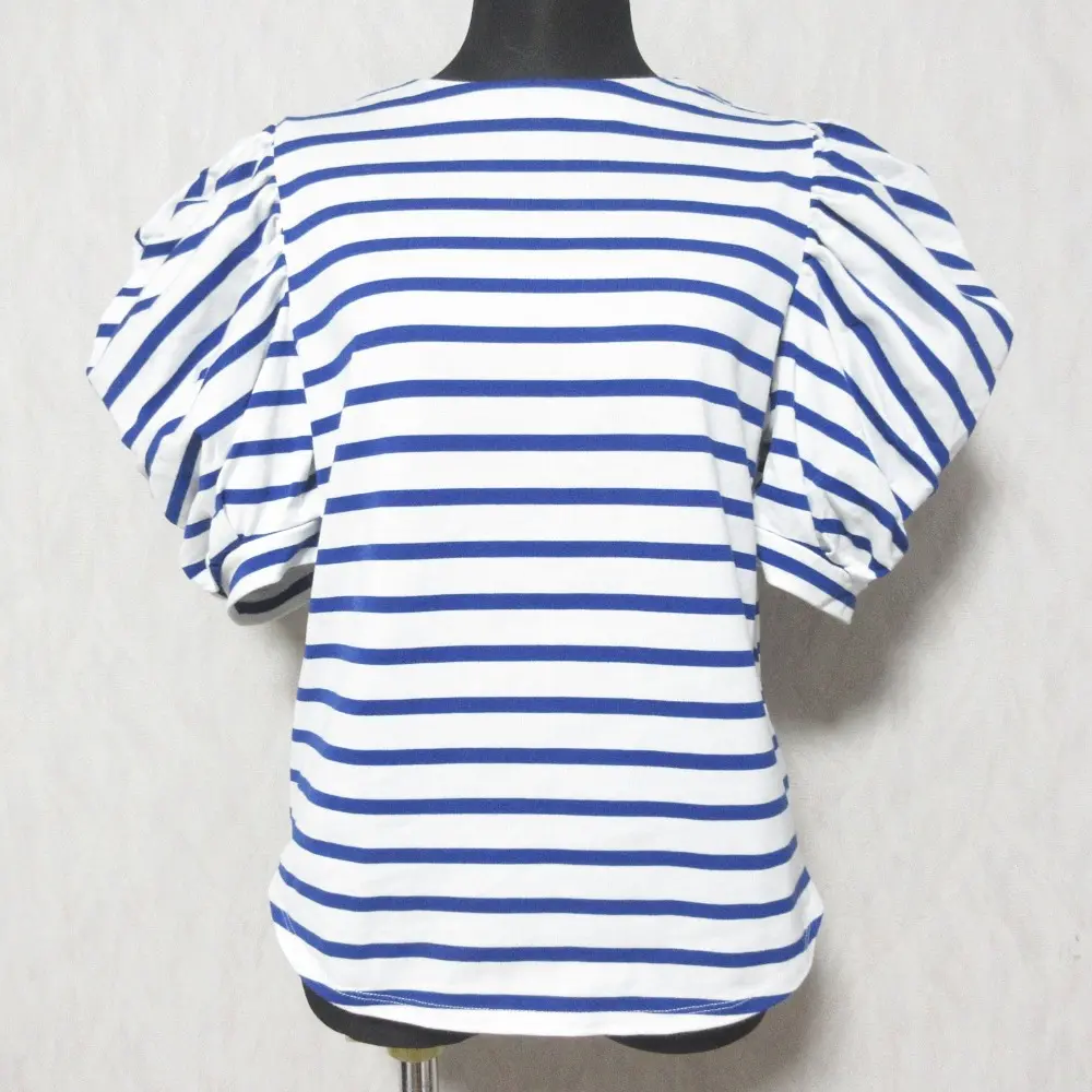 23SS LOULOU WILLOUGHBY ルルウィルビー スフレパフスリーブ ボーダープルオーバーカットソー サイズ2 ホワイト