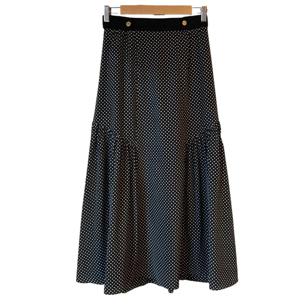 22AW LOULOU WILLOUGHBY ルルウィルビー ティアード ドットスカート 2 ブラック