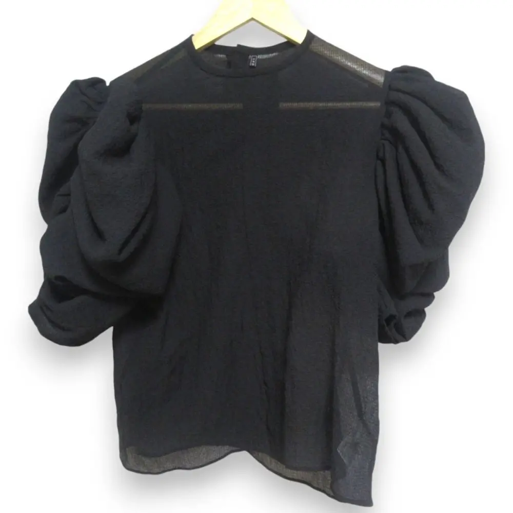 23SS LUDLOW ラドロー バタフライブラウス ボリュームスリーブ 五分袖 プルオーバー シアーシャツ サイズ1 ブラック