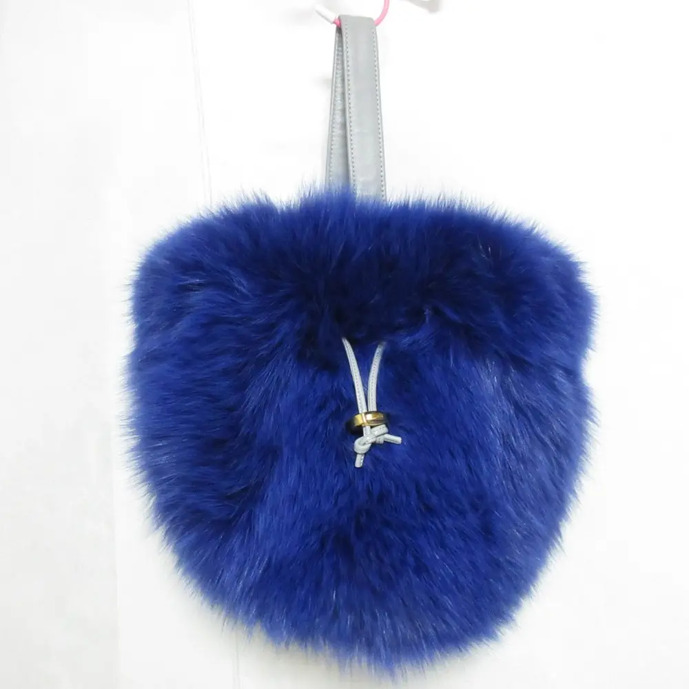 LUDLOW ラドロー 阪急本店限定カラー フォックスファー ワンハンドル ハンドバッグ ブルー