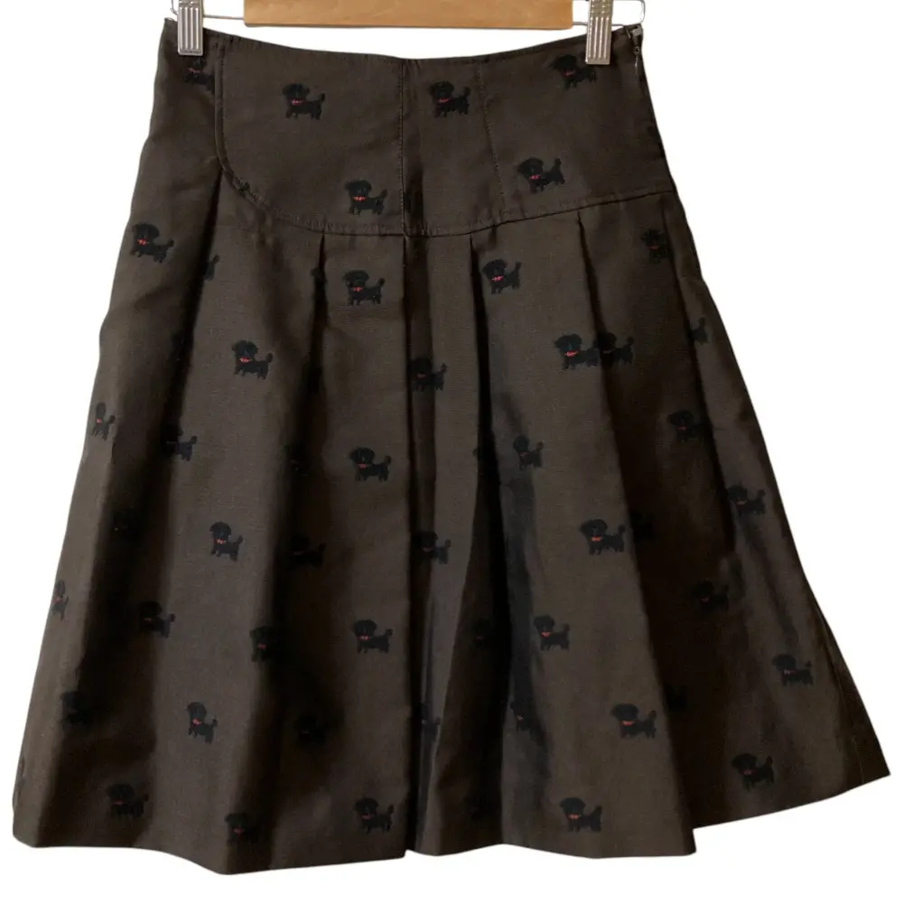 M'S GRACY エムズグレイシー 犬 ドッグモチーフ ジャガード ひざ丈 フレアスカート 36 ブラウン