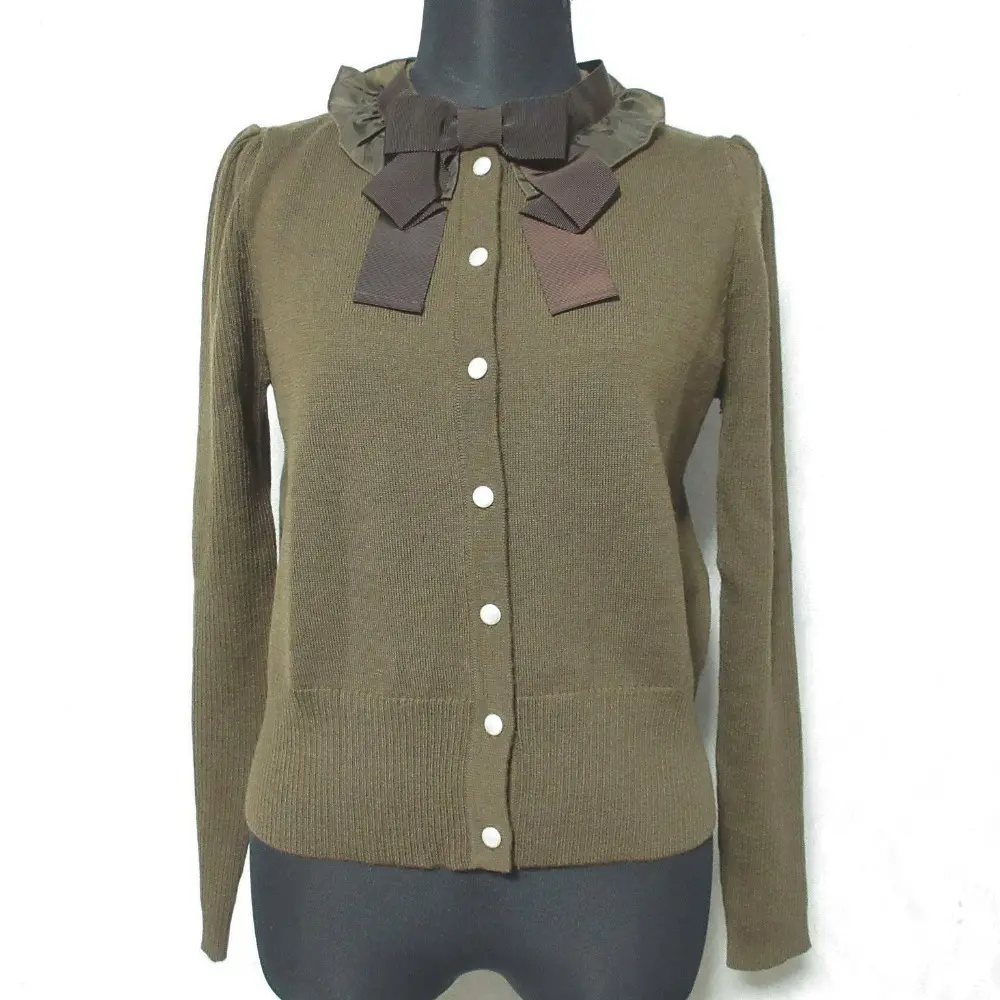 M'S GRACY エムズグレイシー フリルリボンネックカーディガン GL-728578 サイズ38 ブラウン