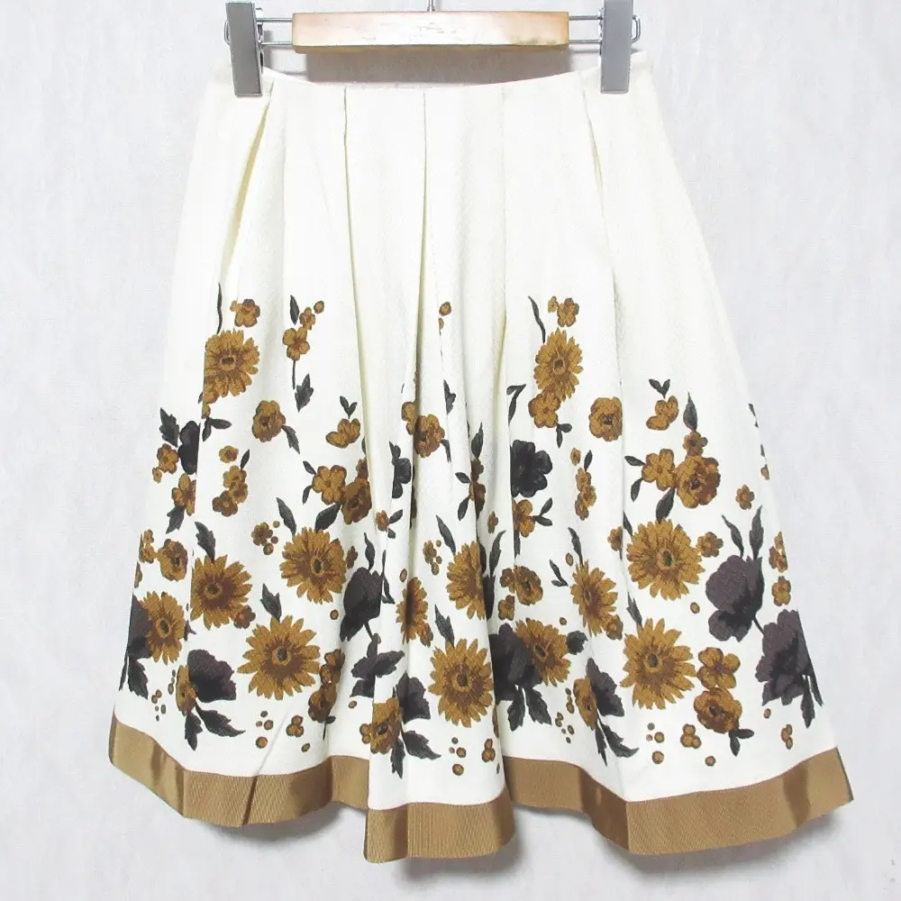 M'S GRACY エムズグレイシー フラワープリント フレアスカート 817522 サイズ36 オフホワイト