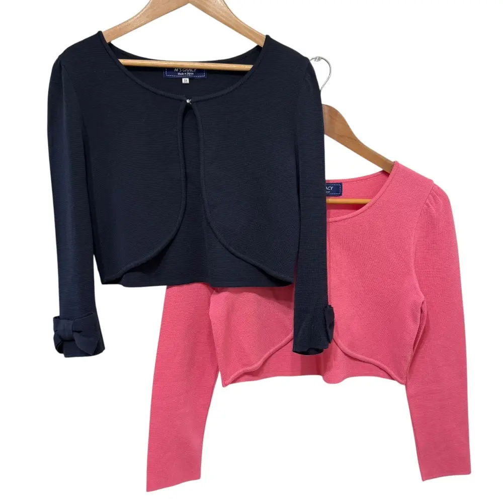 M'S GRACY エムズグレイシー ニットボレロ カーディガン 2点セット 38 ピンク×ネイビー
