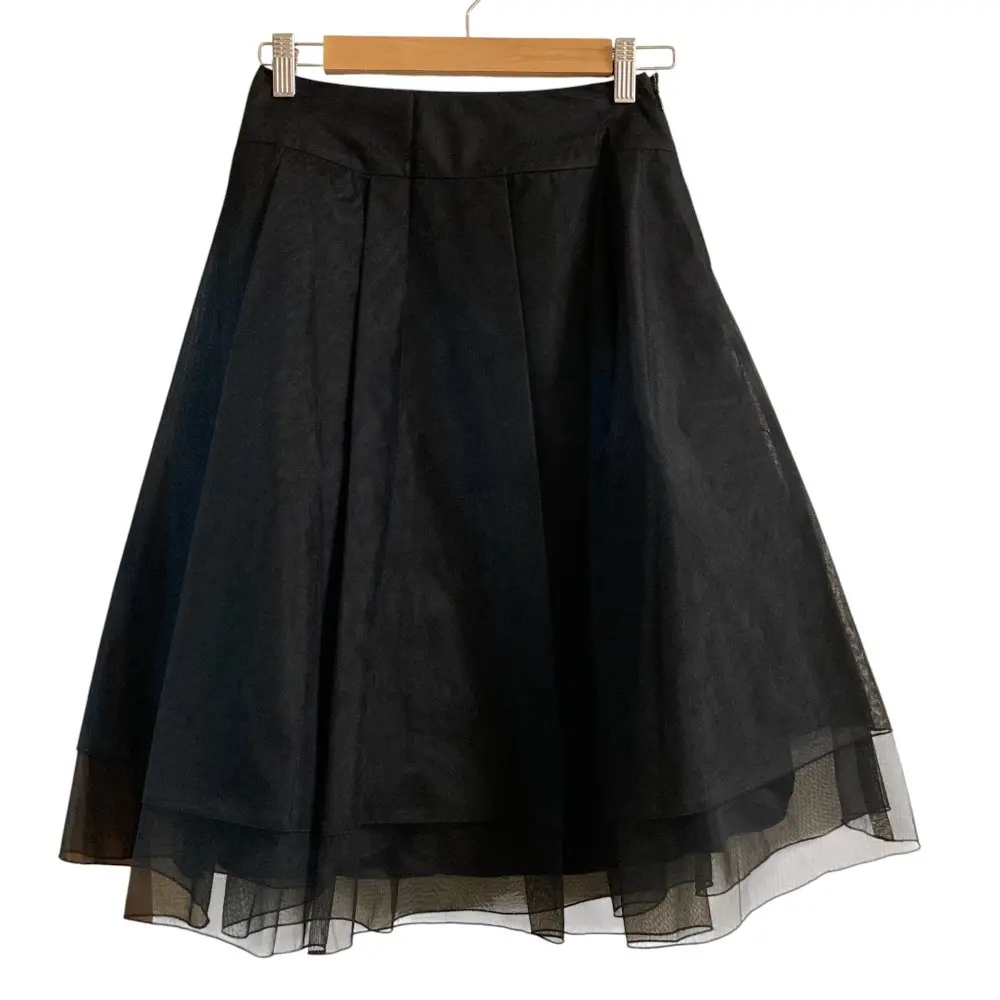M'S GRACY エムズグレイシー ひざ丈 フレア レイヤード チュールスカート サイズ36 ブラック