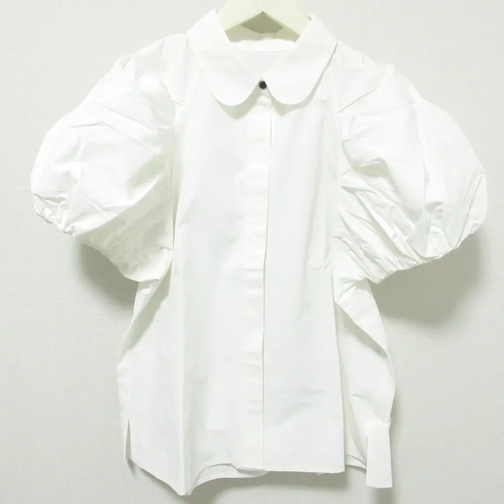 クリーニング済 22SS MACHATT マチャット パフスリーブ 半袖 シャツ ブラウス F ホワイト