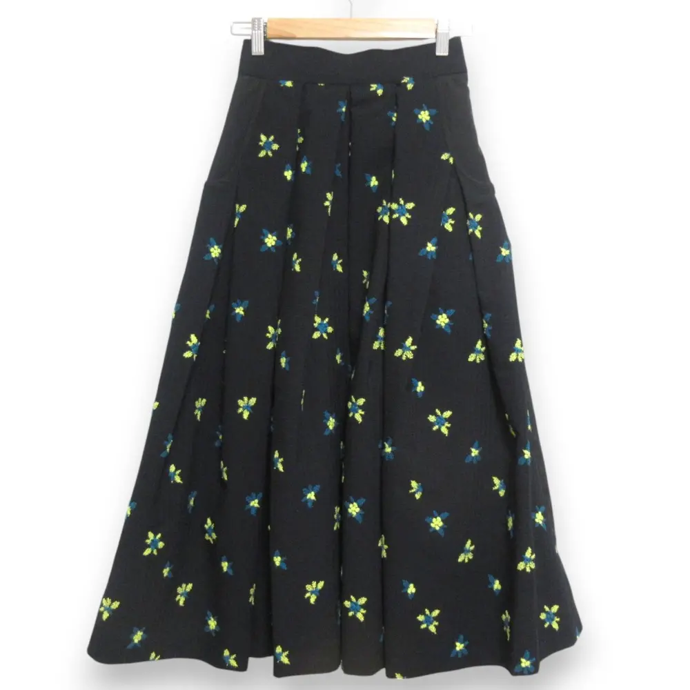 22SS MACHATT マチャット フラワー刺繍 ロングスカート 22010404 サイズF ブラック