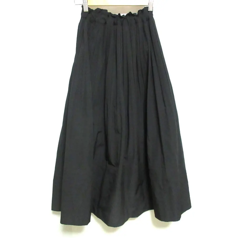 22SS MACHATT マチャット イージーウエスト マキシ丈 プリーツロングスカート F ブラック