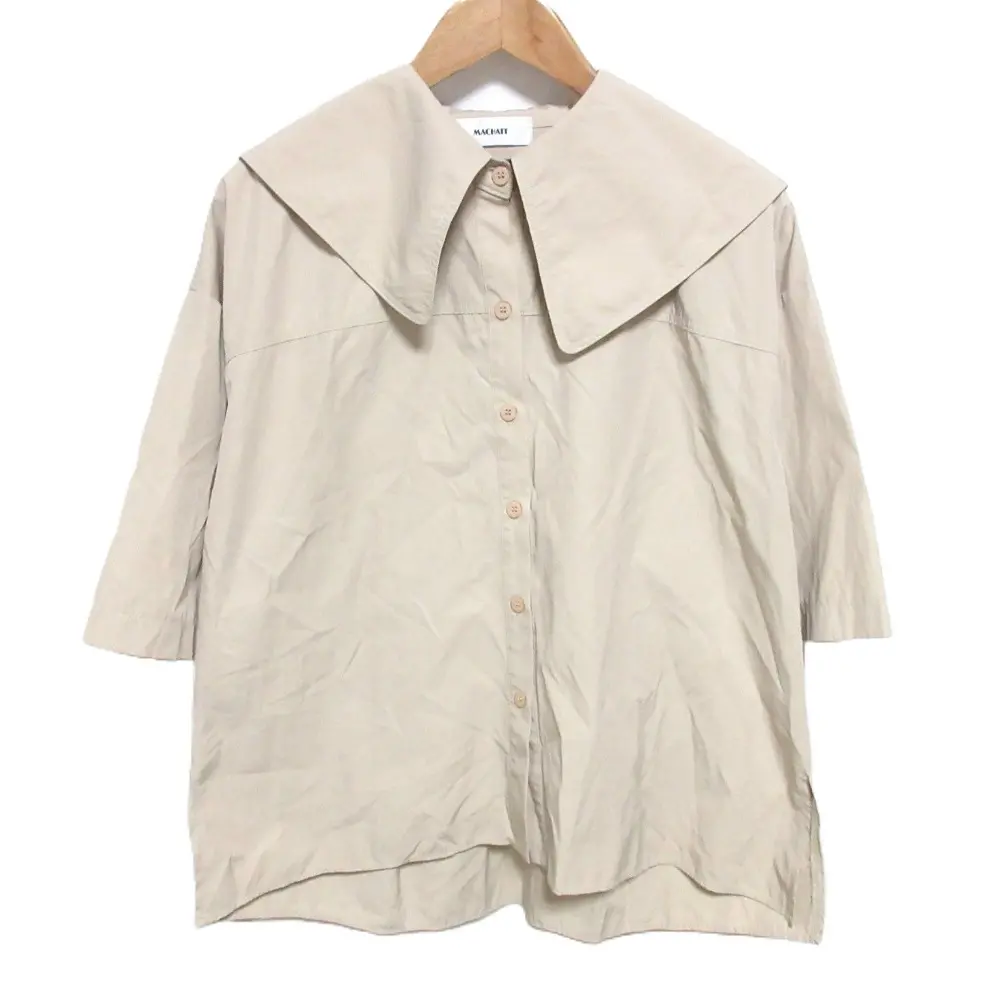 MACHATT マチャット ビックカラー セーラーカラー ハーフスリーブ シャツ ブラウス F ベージュ