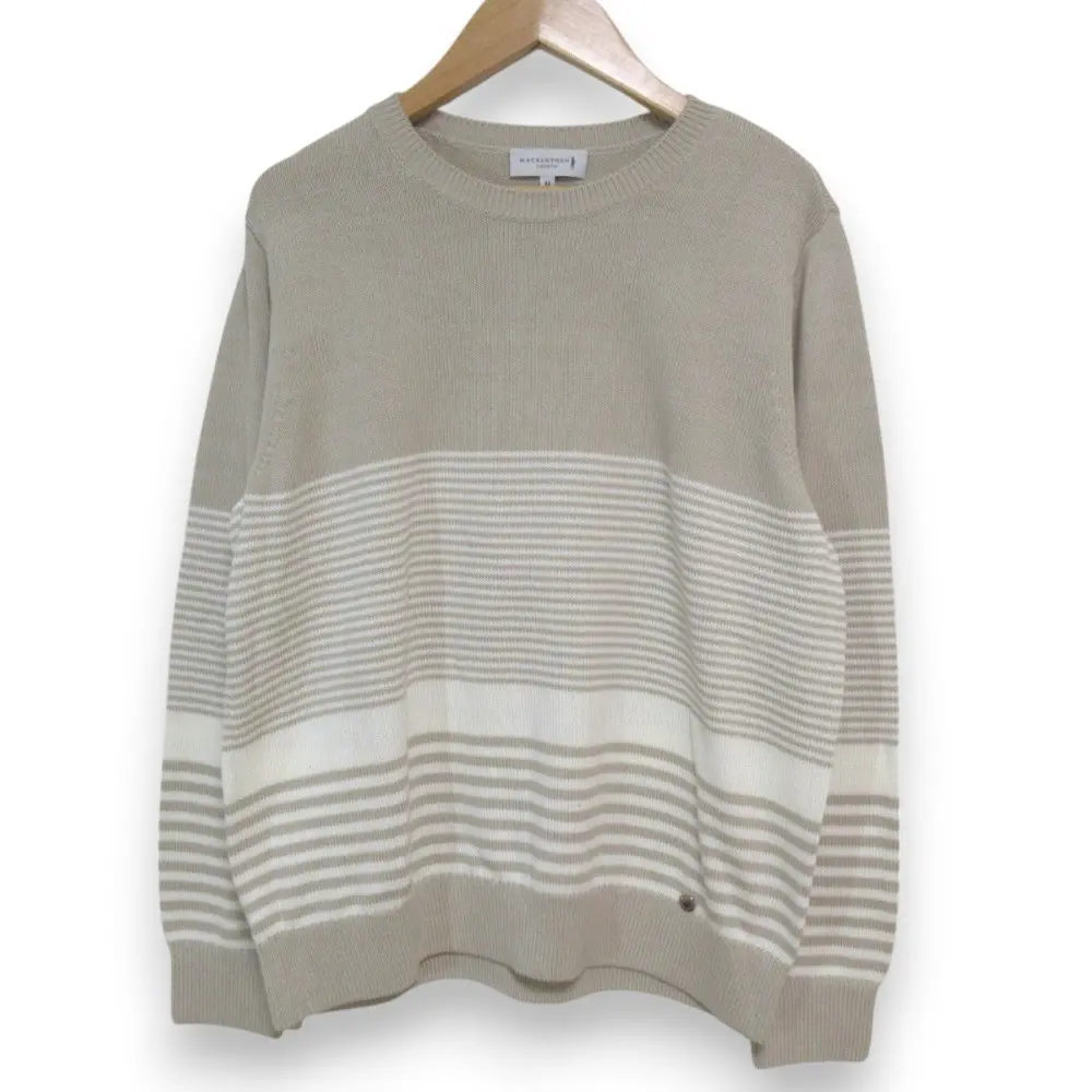 23SS MACKINTOSH LONDON マッキントッシュロンドン シルケット ボーダー柄 長袖 ニット セーター 大きいサイズ 44 ベージュ