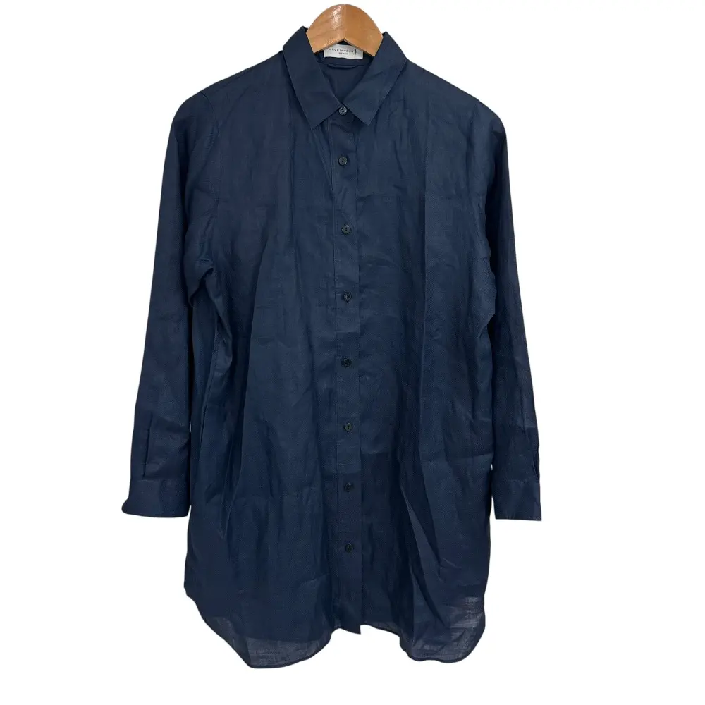 MACKINTOSH マッキントッシュロンドン ラミーツイルカラーシャツ 長袖 ブラウス チュニック G5M17348 サイズ38 ネイビー