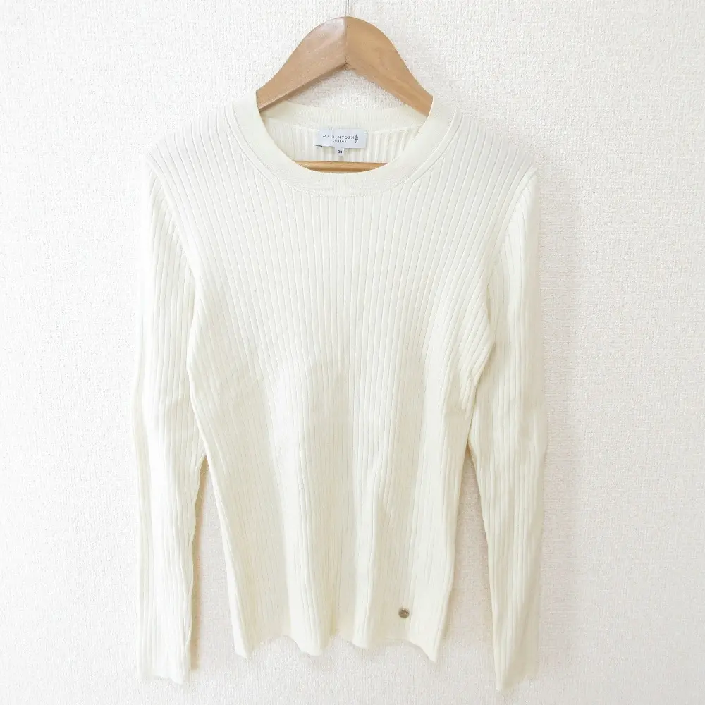 MACKINTOSH マッキントッシュロンドン ウールニットリブプルオーバー ロングスリーブ カットソー G5N10400 38 アイボリー