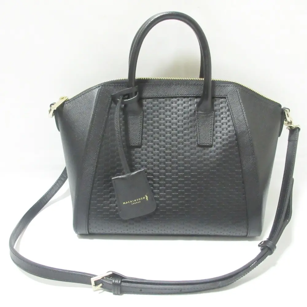 MACKINTOSH マッキントッシュロンドン メッシュエンボスレザー 2way ハンドバッグ ショルダーバッグ ブラック