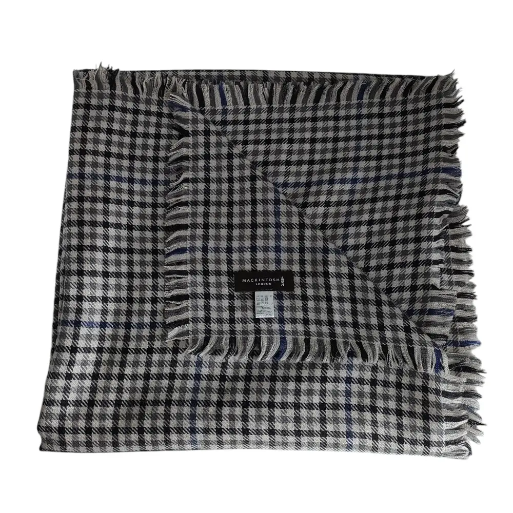 MACKINTOSH LONDON マッキントッシュ ガンクラブチェックカシミヤシルクスクエアストール マフラー G5708814 グレー系