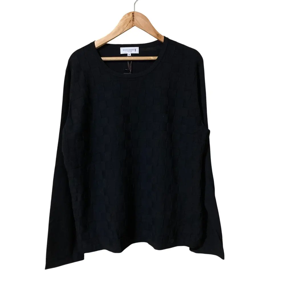 24SS MACKINTOSH マッキントッシュロンドン チェックパターン ニット セーター 大きいサイズ 44 ブラック