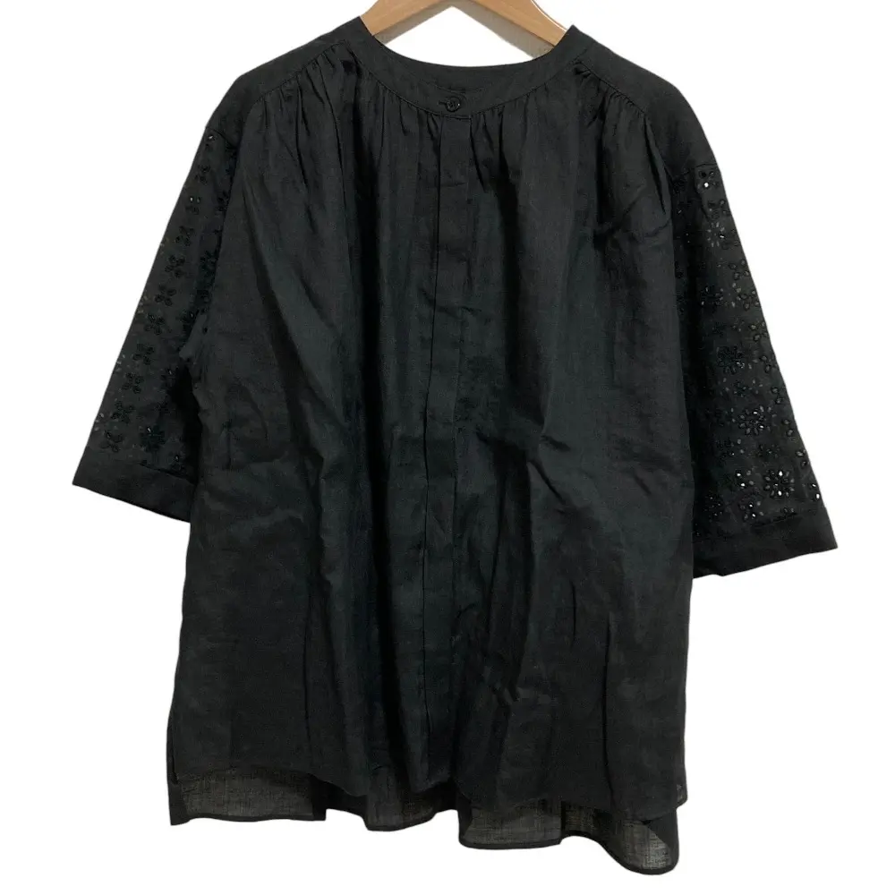 23SS MACKINTOSH マッキントッシュ オーガニックラミーブラウス 五分袖 シャツ G7M11154 大きいサイズ 44 ブラック