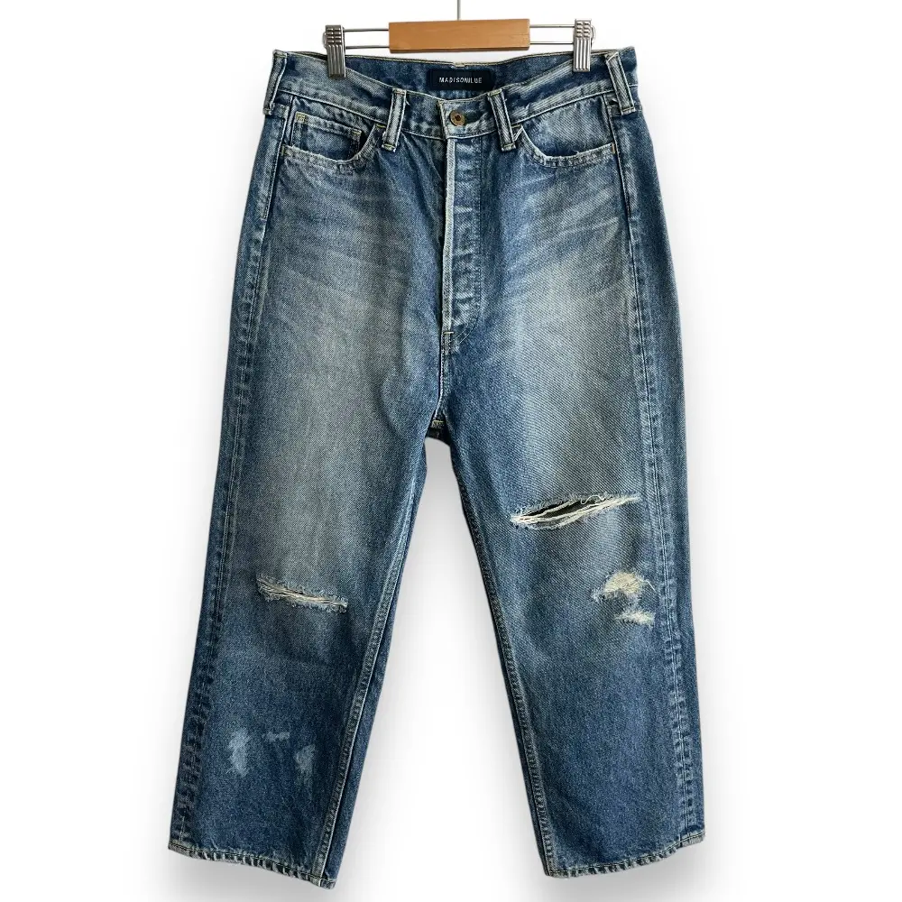 22AW MADISONBLUE マディソンブルー クラッシュド サルエルデニムパンツ ジーンズ MB224-3001 00(XS) インディゴブルー