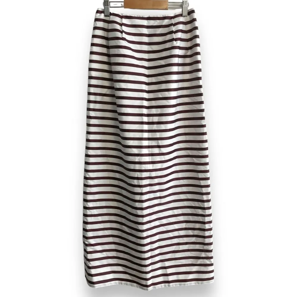 23SS MADISONBLUE マディソンブルー PENCIL SK BORDER ボーダー柄 スリット マキシ丈 ロングスカート 01(S) ブラウン ホワイト