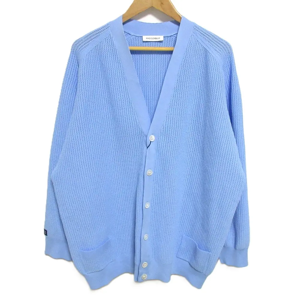 24SS MADISONBLUE マディソンブルー BIG KNIT V CD MESH ニットカーディガン MB241-8015 S サックスブルー ユニセックス