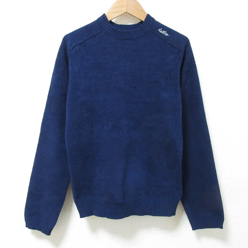 23AW MADISONBLUE マディソンブルー HELLO CREW L/S PO MOLE KNIT ロゴ刺繡 ロングスリーブ セーター MB234-8003 S ネイビー