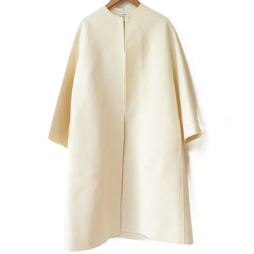 MADISONBLUE マディソンブルー ボトルネックリバーコート ノーカラーコート MB204-2002 サイズ01 S アイボリー