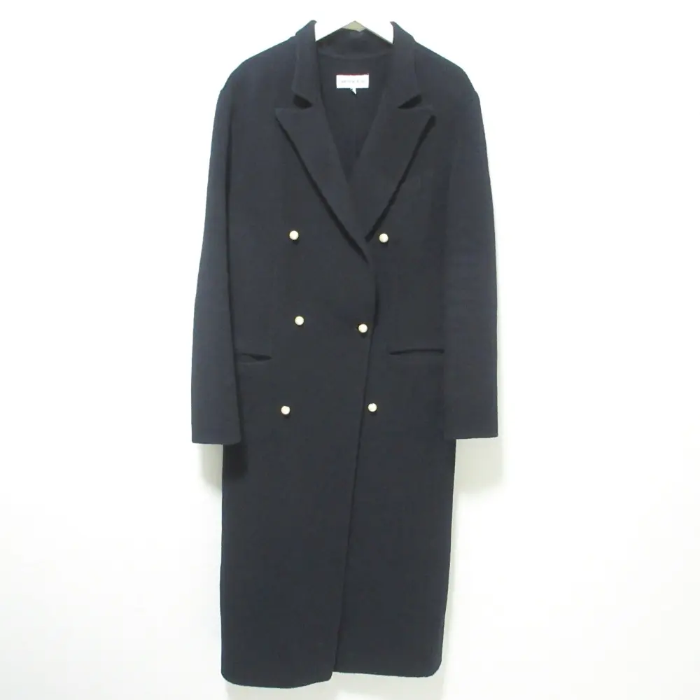 MADISON BLUE マディソンブルー カシミヤブレンド フェイクパールボタン ダブルブレスト ロングコート 01 ネイビー