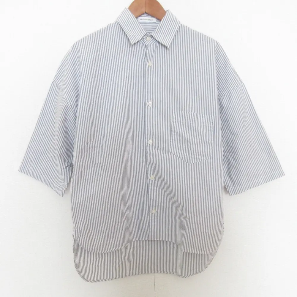 MADISONBLUE マディソンブルー Pilgrim Surf+Supply 別注 J.BRADLEY SHIRT ストライプ柄 シャツ 01 S ホワイト×ネイビー
