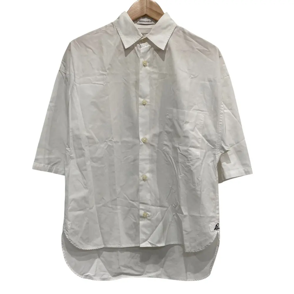 MADISON BLUE マディソンブルー J.BRADLEY SHIRT ハーフスリーブ シャツ ブラウス オーバーサイズ 00 XS ホワイト