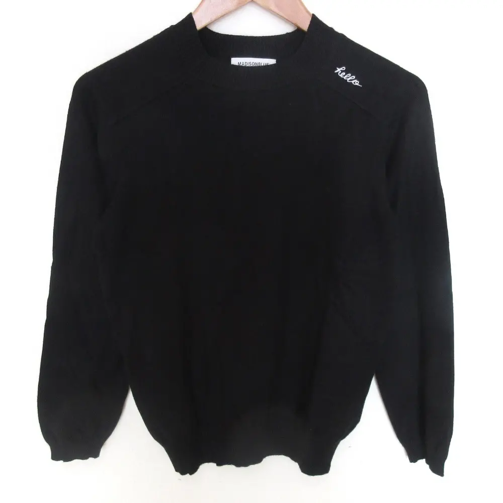 22AW MADISONBLUE マディソンブルー HELLO CREW NECK PO クルーネック ニット カットソー 小さいサイズ XS ブラック