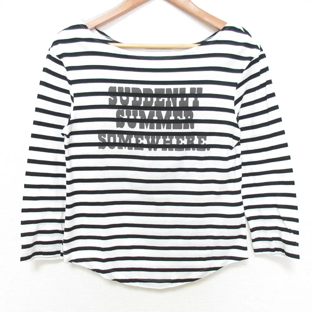 24SS MADISON BLUE マディソンブルー BOAT NECK 3/4 SLEEVE TEE BORDER Tシャツ MB241-7003 サイズS ホワイト×ブラック