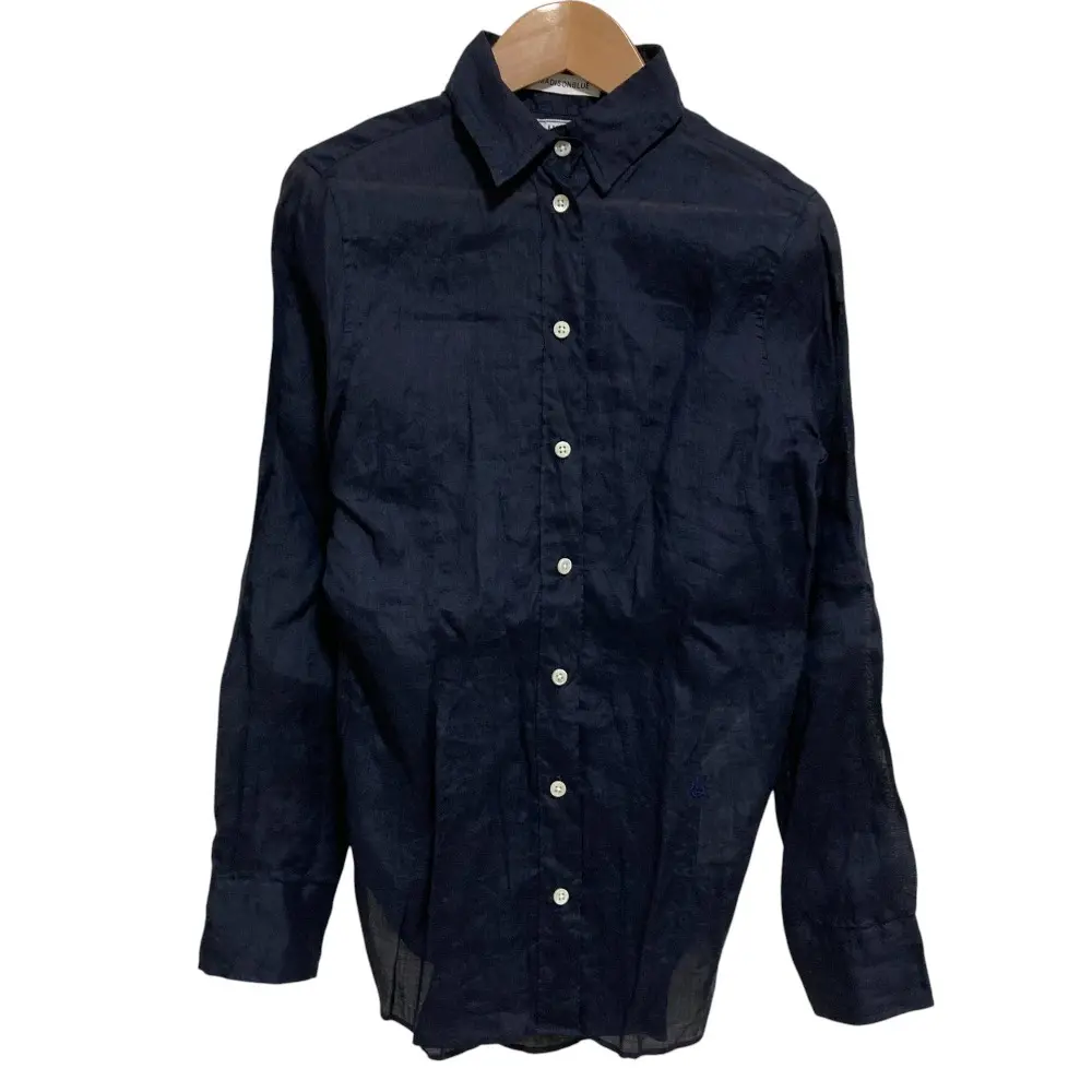 MADISON BLUE マディソンブルー 定番 MADAME SHIRT リネン100％ ロングスリーブ シャツ ブラウス MB999-5107 1 S ネイビー