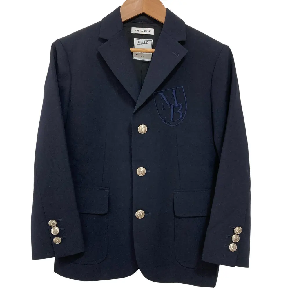 MADISON BLUE マディソンブルー エンブレム刺繍 テーラードジャケット ブレザー 紺ブレ サイズ2 ネイビー