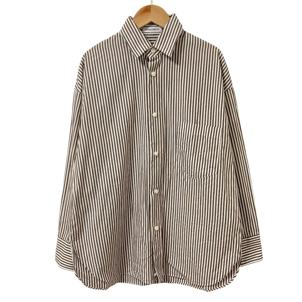 24AW MADISON BLUE マディソンブルー J.BRADLEY NARROW LONGSLEEVE SHIRT STRIPE シャツ MB244-5008 サイズ00 ブラウン