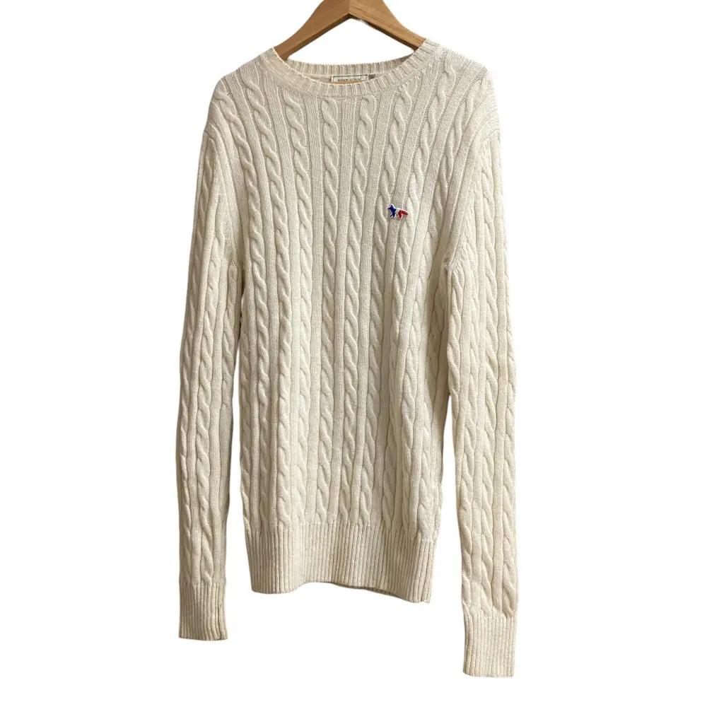 MAISON KITSUNE メゾンキツネ トリコロールフォックスパッチ ケーブルニット プルオーバー セーター XS アイボリー